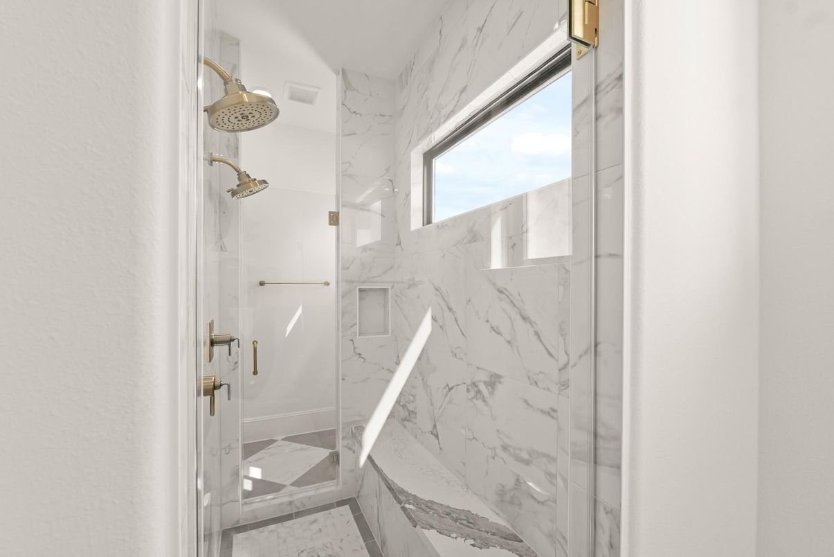 Bathroom, Glass Shower, Interior, Marble Walls