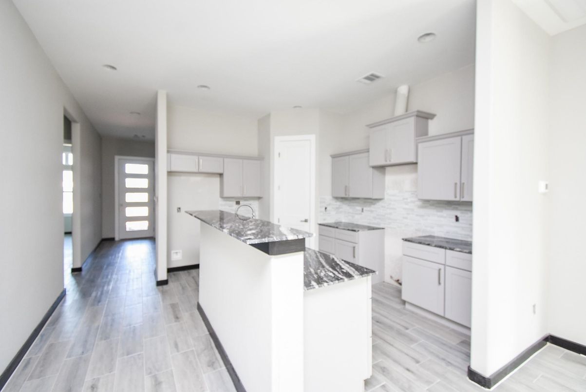 Interior, Kitchen, Recessed Lighting, Wood Texture Flooring