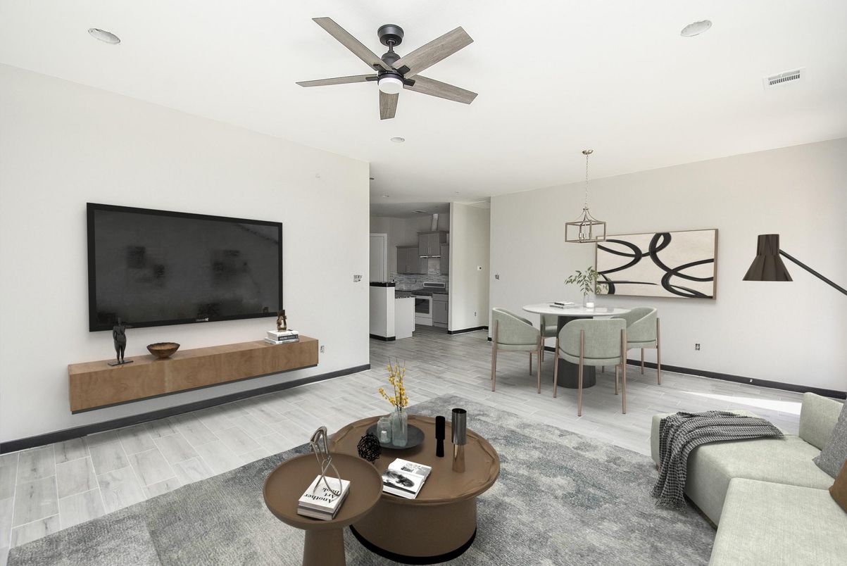 Dining room, Interior, Kitchen, Pendant Lights, Wood Texture Flooring