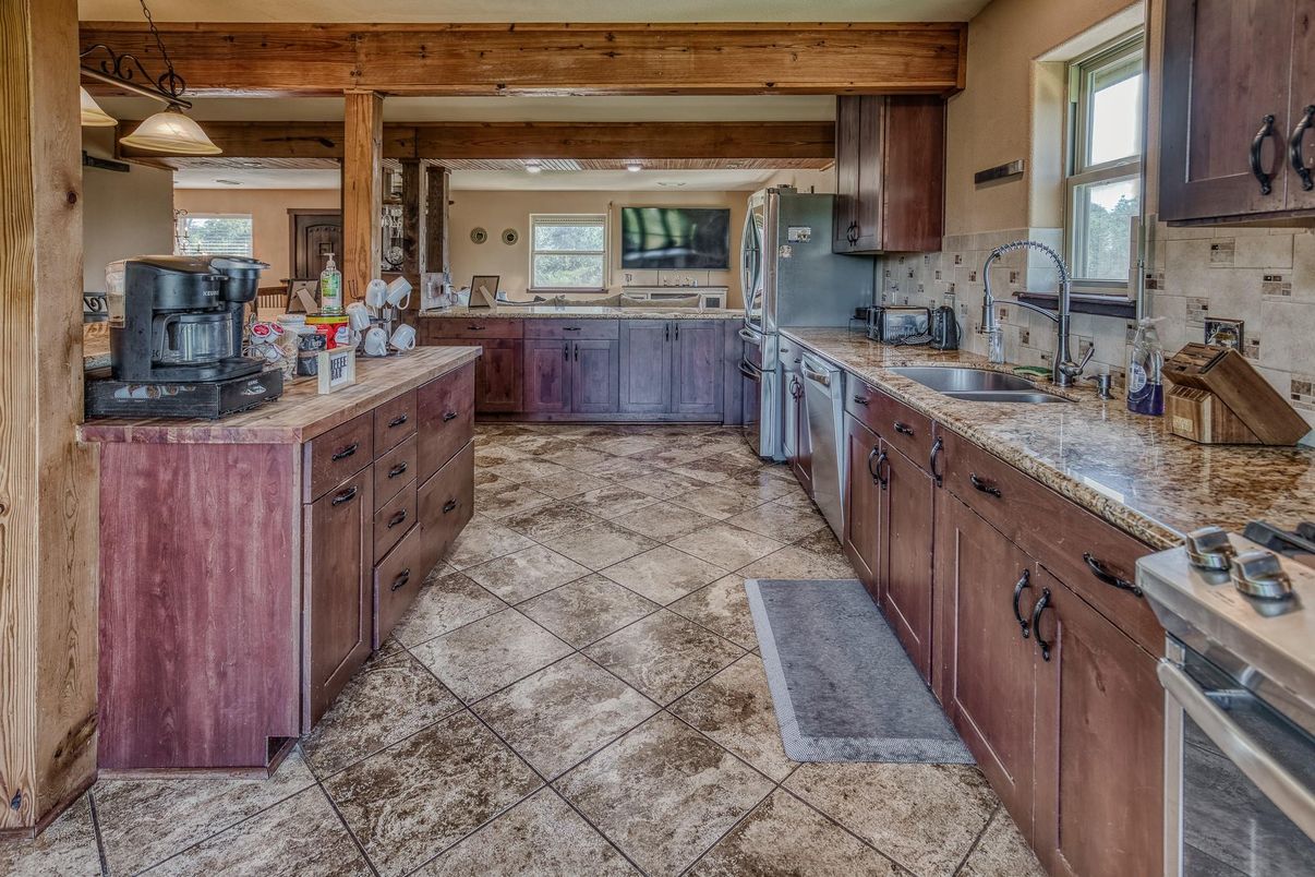 Interior, Kitchen, Pendant Lights, Wooden Beams