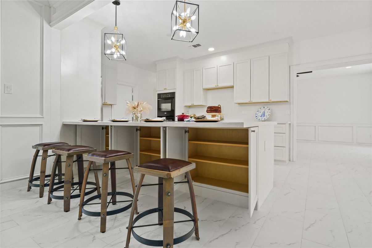 Interior, Kitchen, Marble, Pendant Lights, Recessed Lighting
