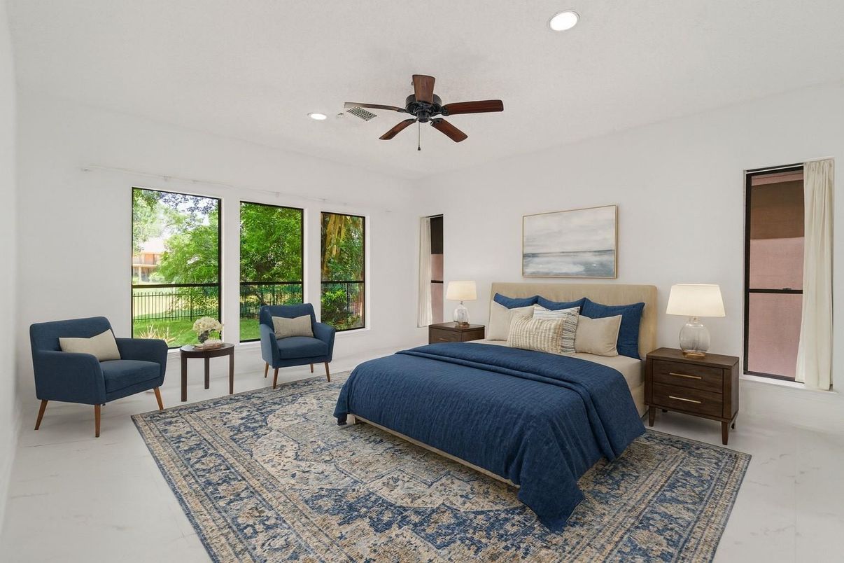 Bedroom, Interior, Marble, Recessed Lighting