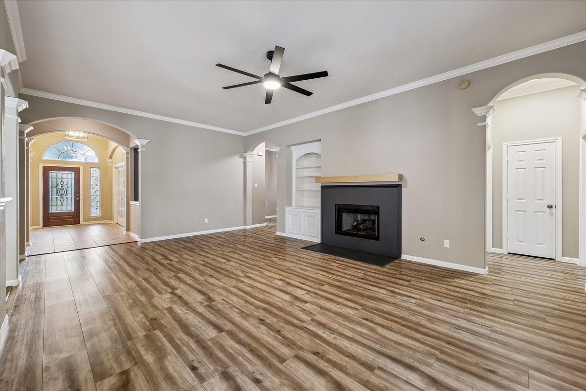 Empty room, Fireplace, Interior, Wood Texture Flooring