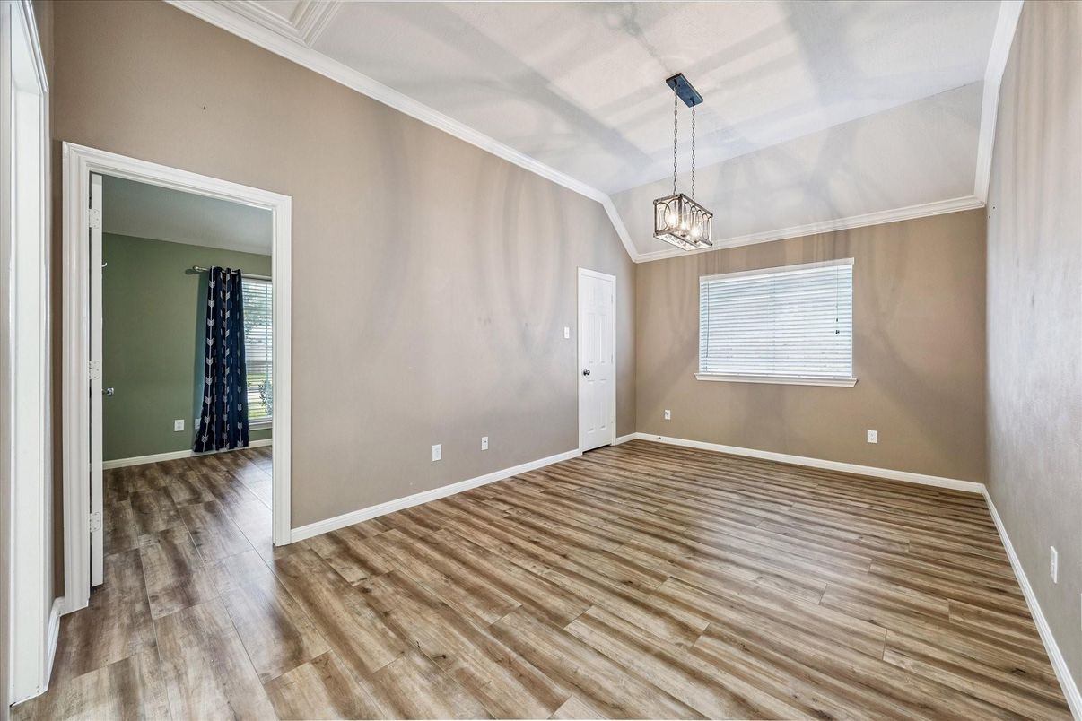 Empty room, Interior, Pendant Lights, Wood Texture Flooring