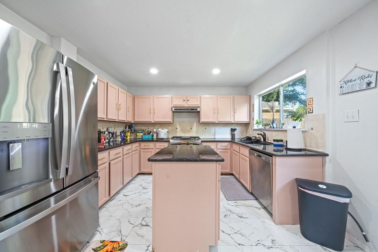 Interior, Kitchen, Marble, Recessed Lighting, Stainless Steel Appliances