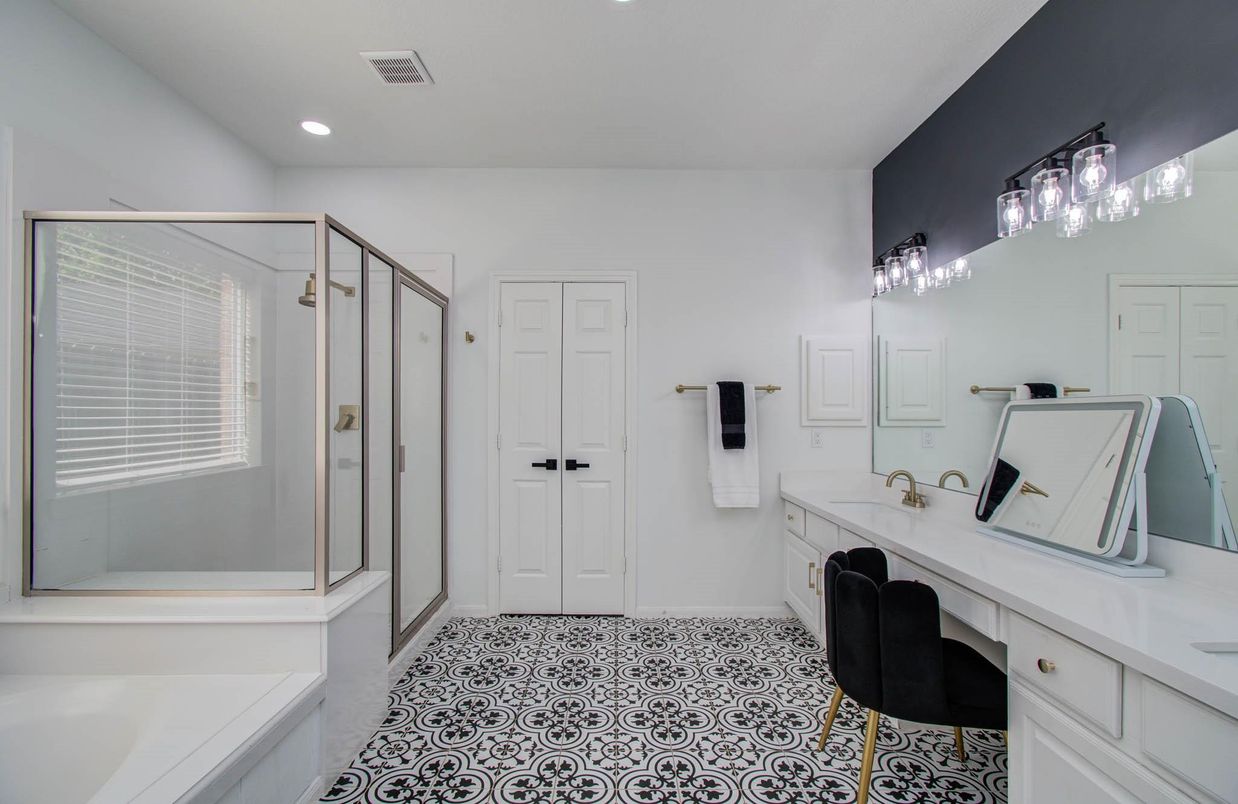 Bathroom, Glass Shower, Interior, Recessed Lighting