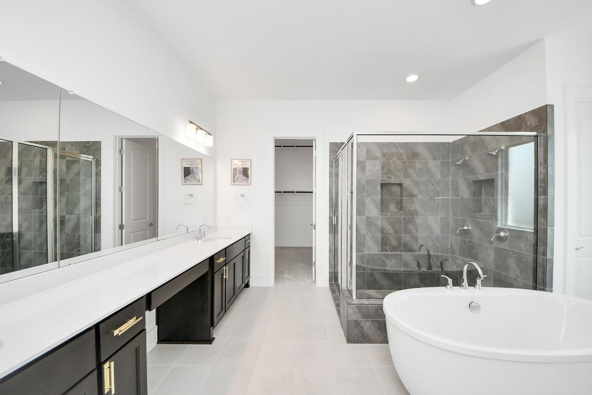 Bathroom, Dual Sink Vanities, Free Standing Baths, Glass Shower, Interior, Recessed Lighting