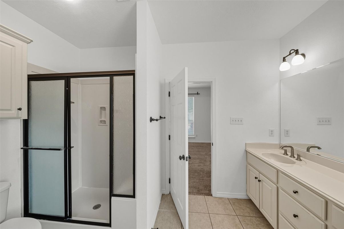 Bathroom, Dual Sink Vanities, Glass Shower, Interior