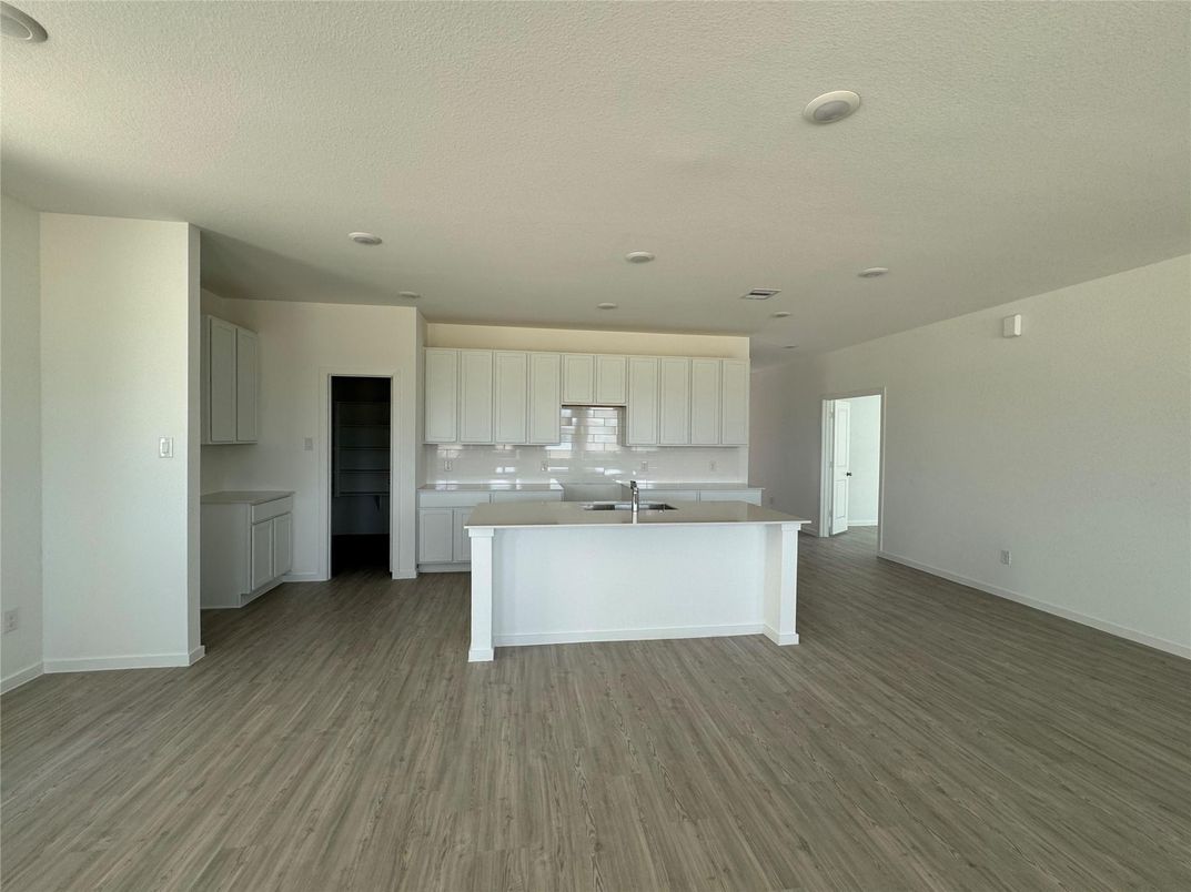 Interior, Kitchen, Recessed Lighting, Wood Texture Flooring