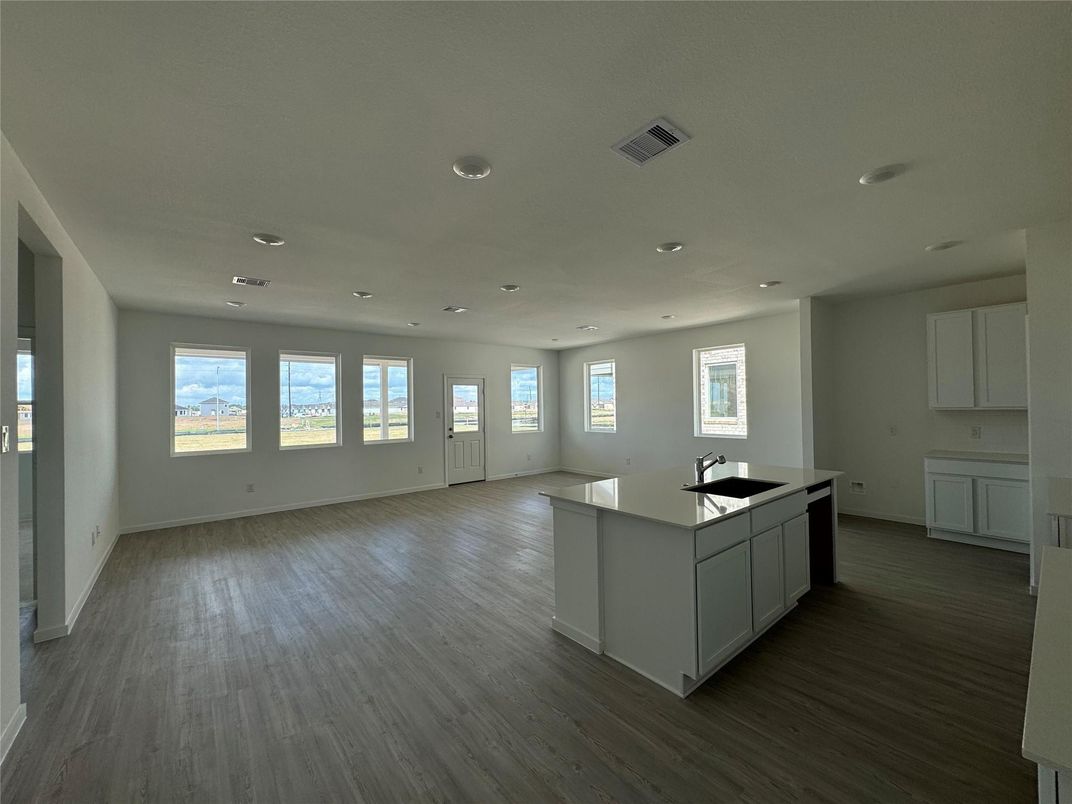 Interior, Kitchen, Recessed Lighting, Wood Texture Flooring