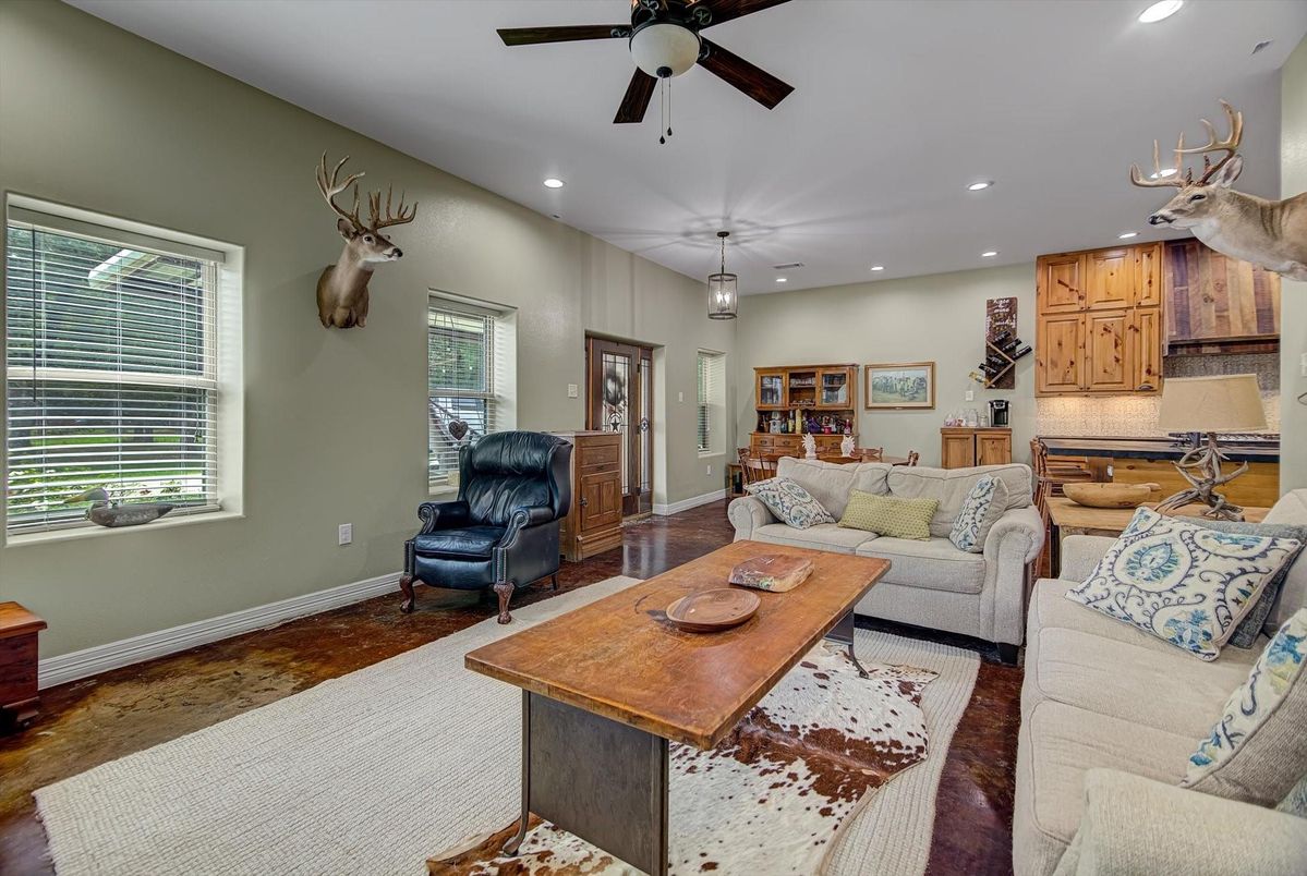 Interior, Kitchen, Living room, Pendant Lights, Recessed Lighting, Wood Texture Flooring