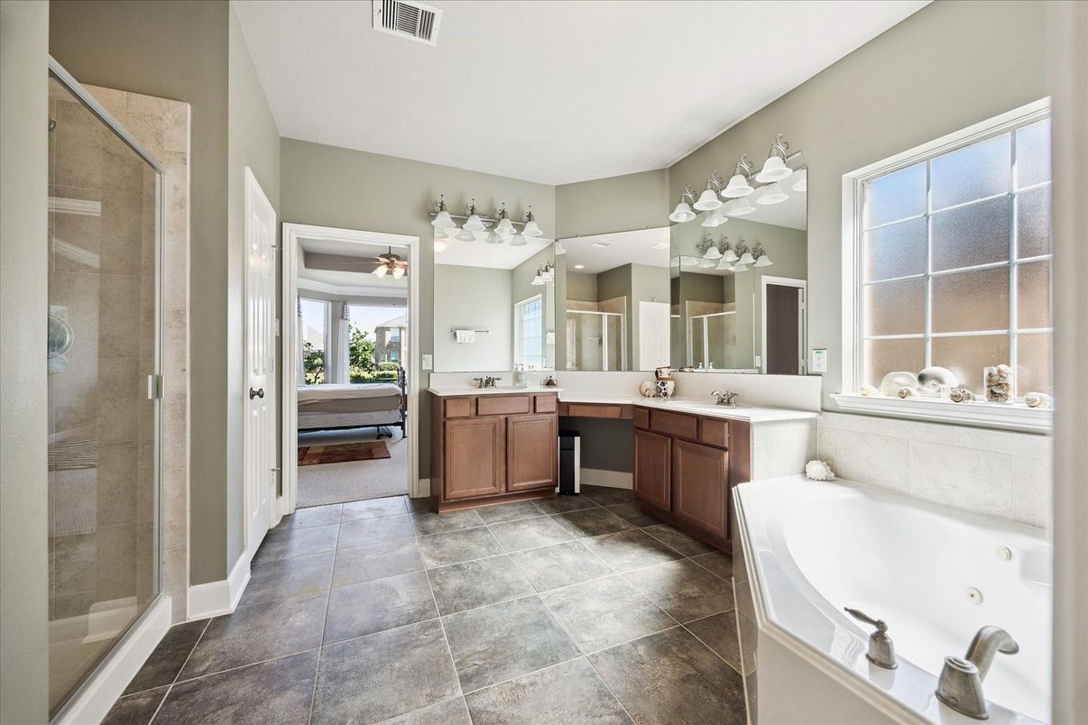 Bathroom, Dual Sink Vanities, Glass Shower, Interior