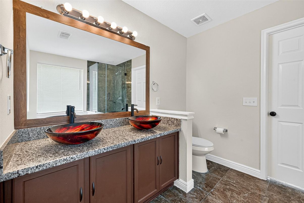 Bathroom, Dual Sink Vanities, Glass Shower, Interior