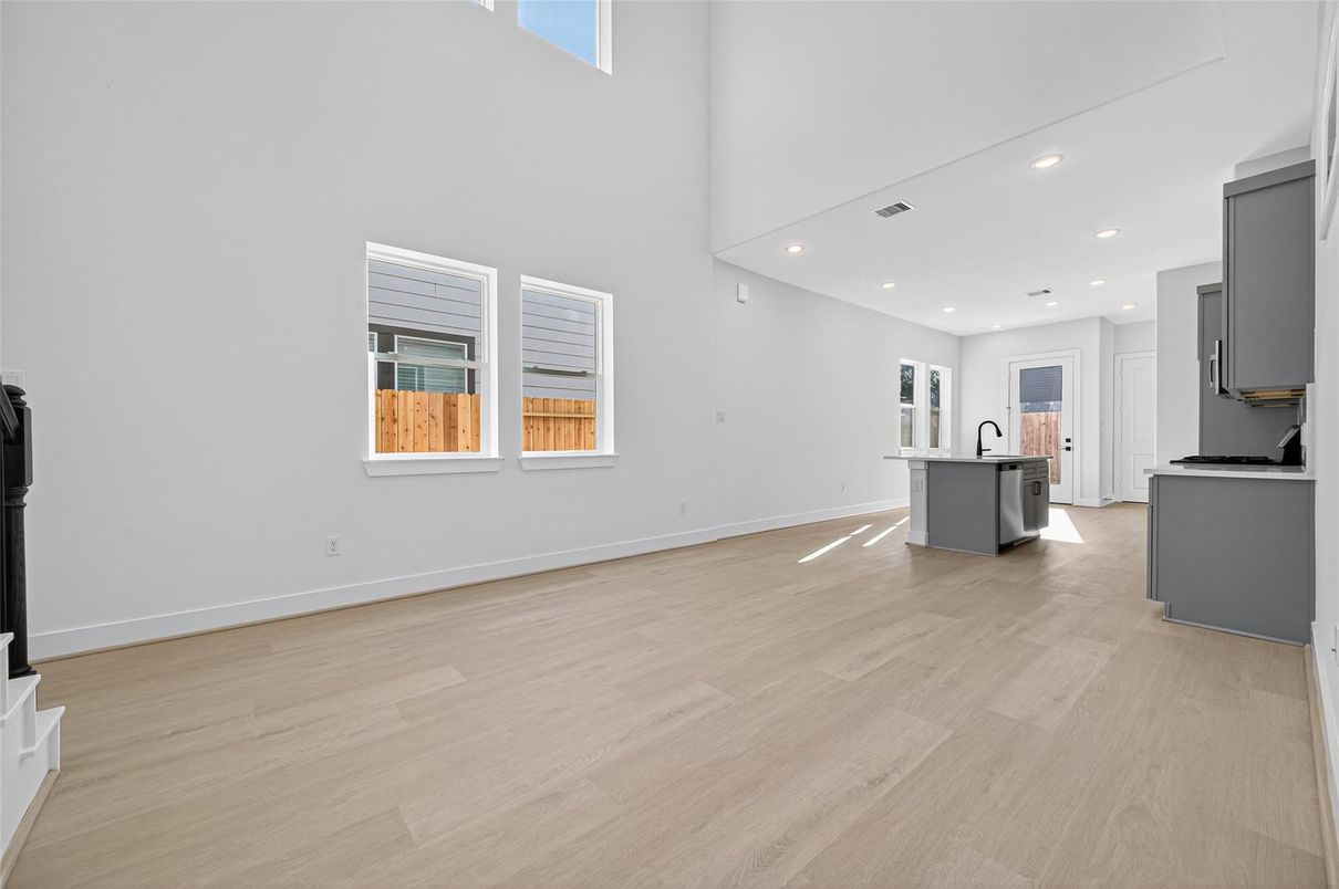 Interior, Kitchen, Recessed Lighting, Wood Texture Flooring