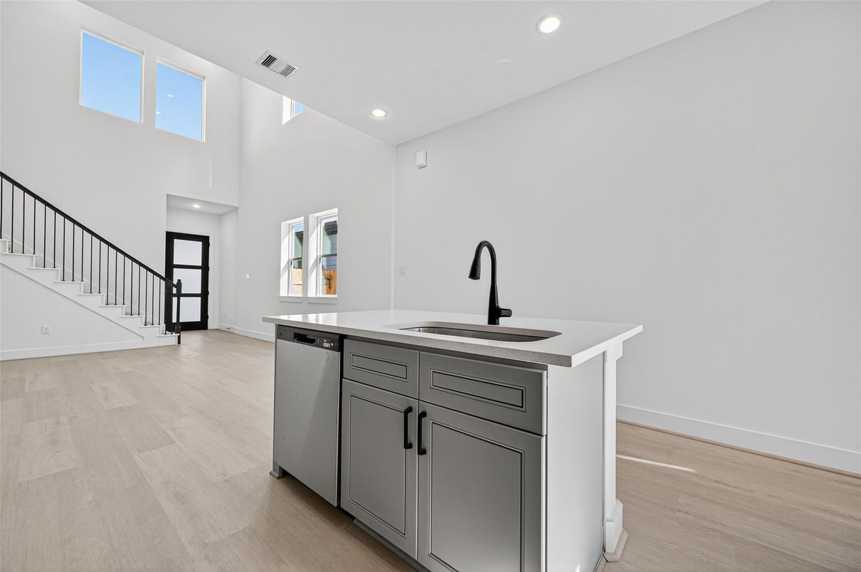 Interior, Kitchen, Recessed Lighting, Wood Texture Flooring