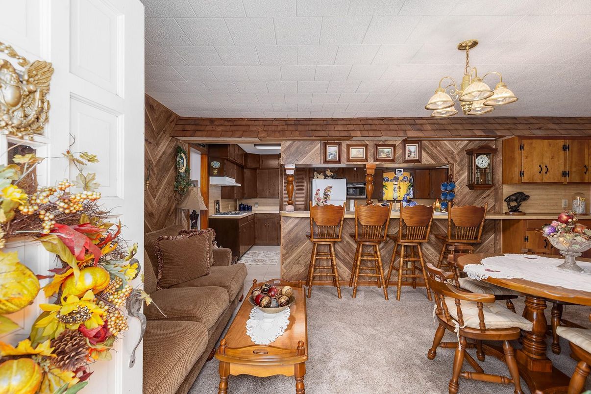 Dining room, Interior, Kitchen, Living room, Wooden Walls