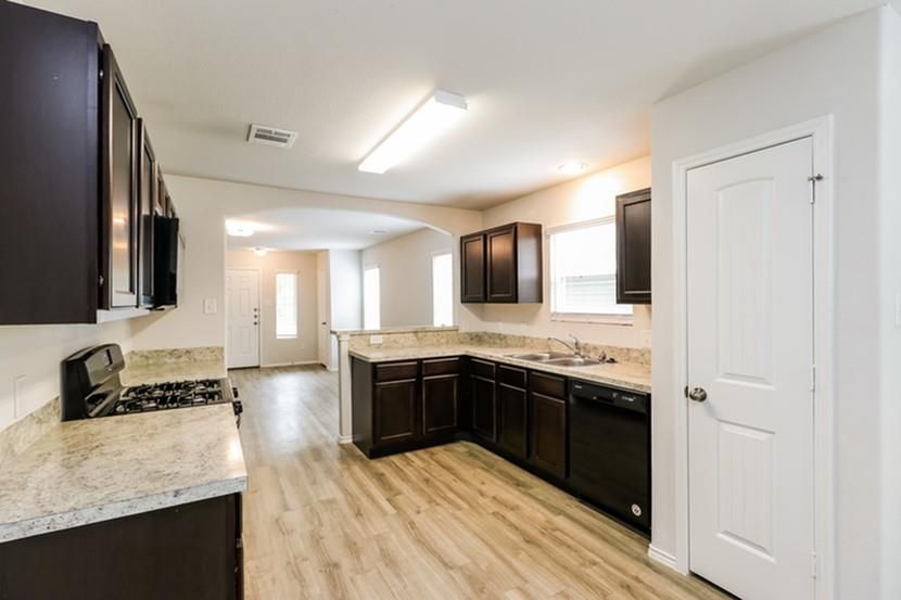 Interior, Kitchen, Recessed Lighting, Wood Texture Flooring