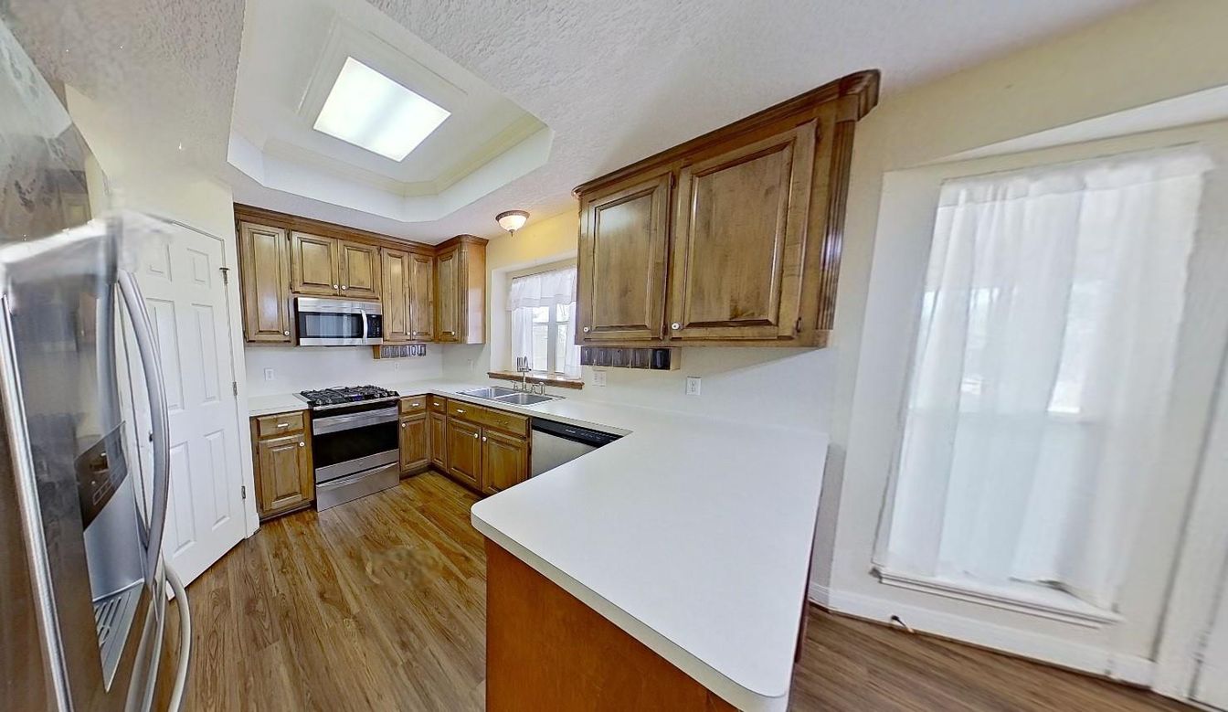 Interior, Kitchen, Stainless Steel Appliances, Wood Texture Flooring