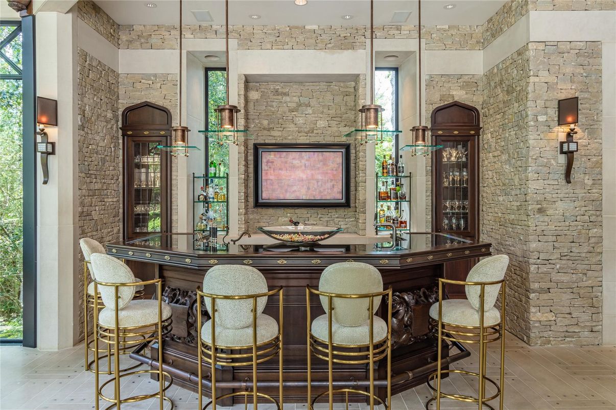 Interior, Stone Walls, Wood Texture Flooring