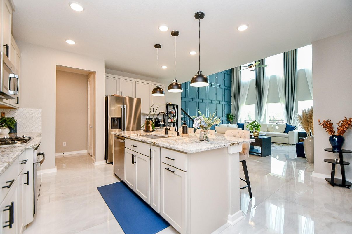 Interior, Kitchen, Living room, Pendant Lights, Recessed Lighting, Stainless Steel Appliances