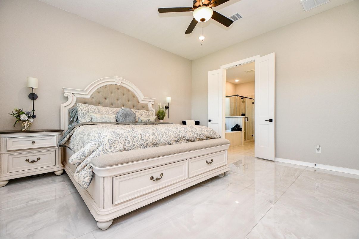 Bedroom, Interior, Marble, Recessed Lighting