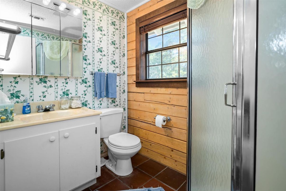 Bathroom, Glass Shower, Interior, Wooden Walls