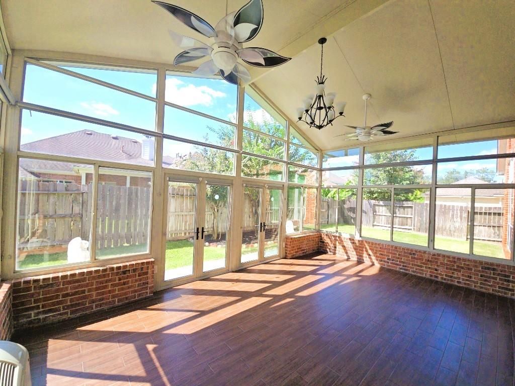 Interior, Stone Walls, Sun Room, Wood Texture Flooring