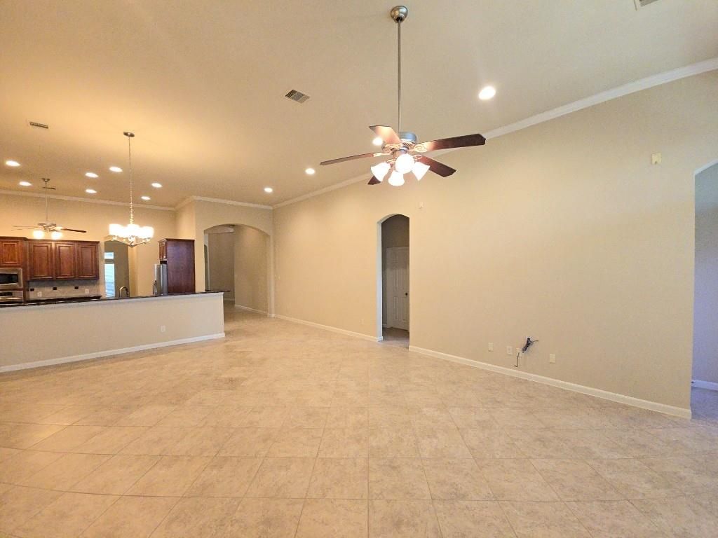 Empty room, Interior, Kitchen, Pendant Lights, Recessed Lighting