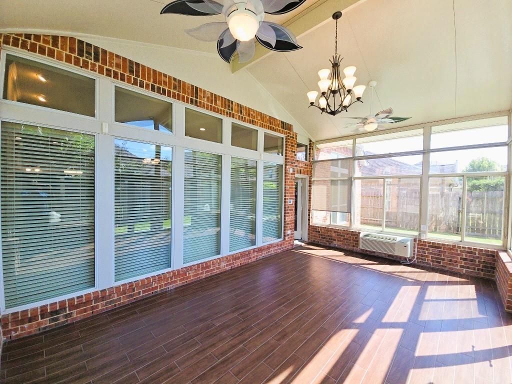 Chandelier, Interior, Sun Room, Wood Texture Flooring