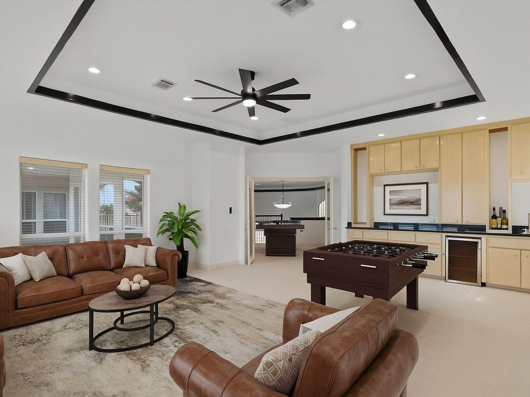Billiard Table, Game Room, Interior, Living room, Pendant Lights, Recessed Lighting