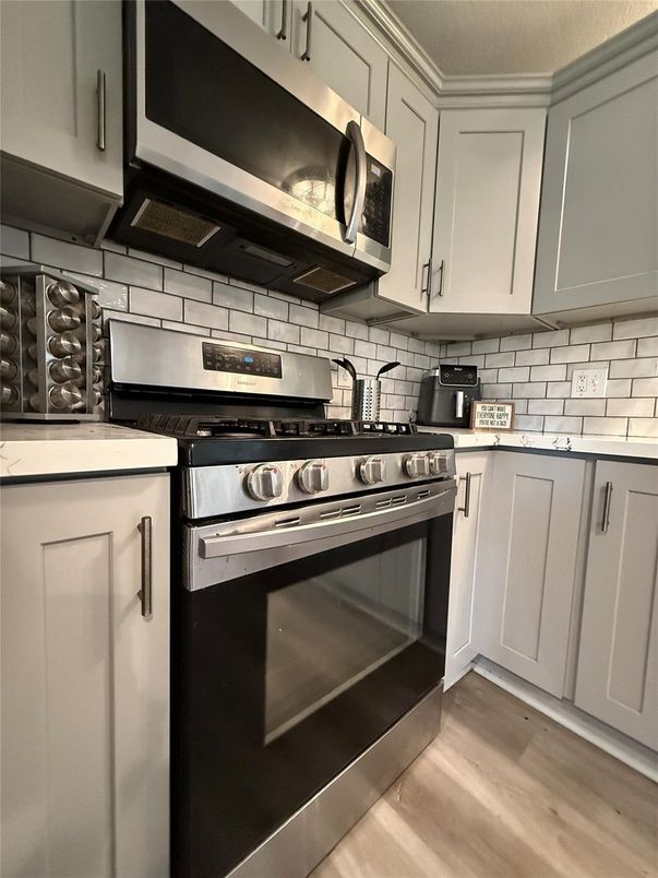 Interior, Kitchen, Stainless Steel Appliances, Wood Texture Flooring