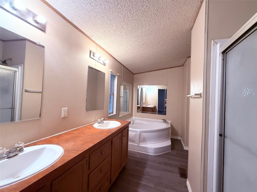 Bathroom, Dual Sink Vanities, Interior, Wood Texture Flooring