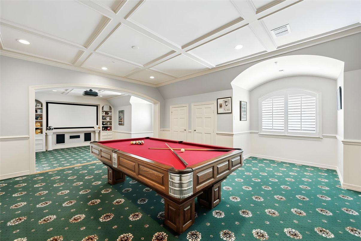 Billiard Table, Game Room, Interior, Projection Screen, Recessed Lighting