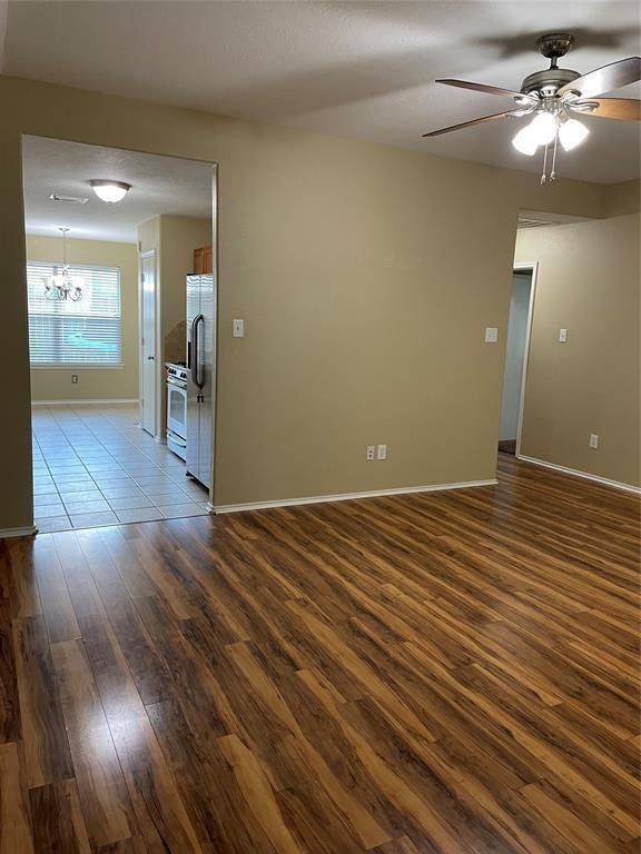 Chandelier, Empty room, Interior, Wood Texture Flooring