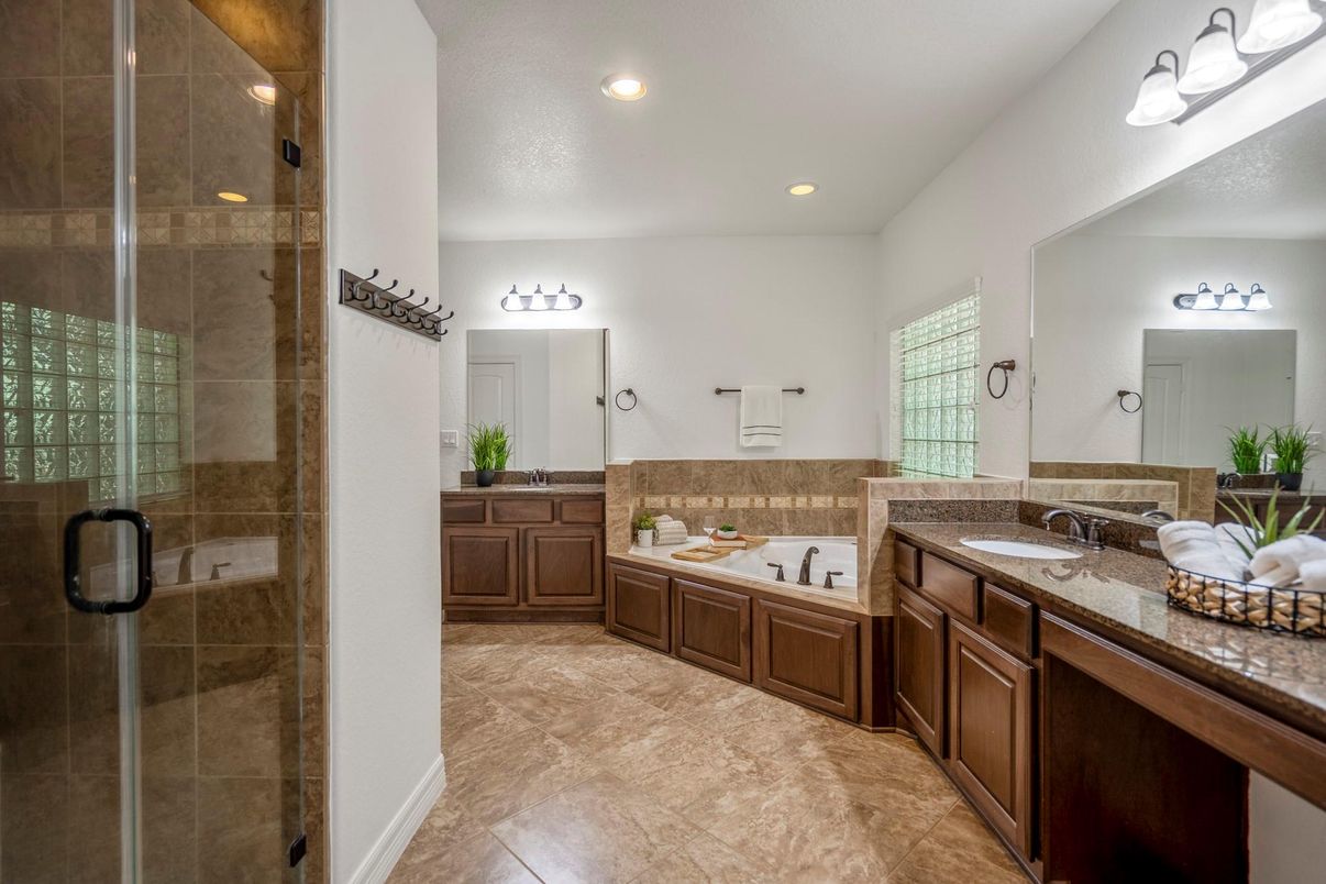 Bathroom, Dual Sink Vanities, Glass Shower, Interior, Recessed Lighting