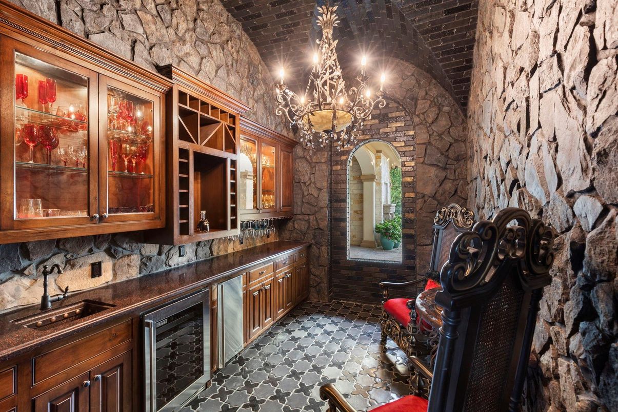 Chandelier, Interior, Stone Walls