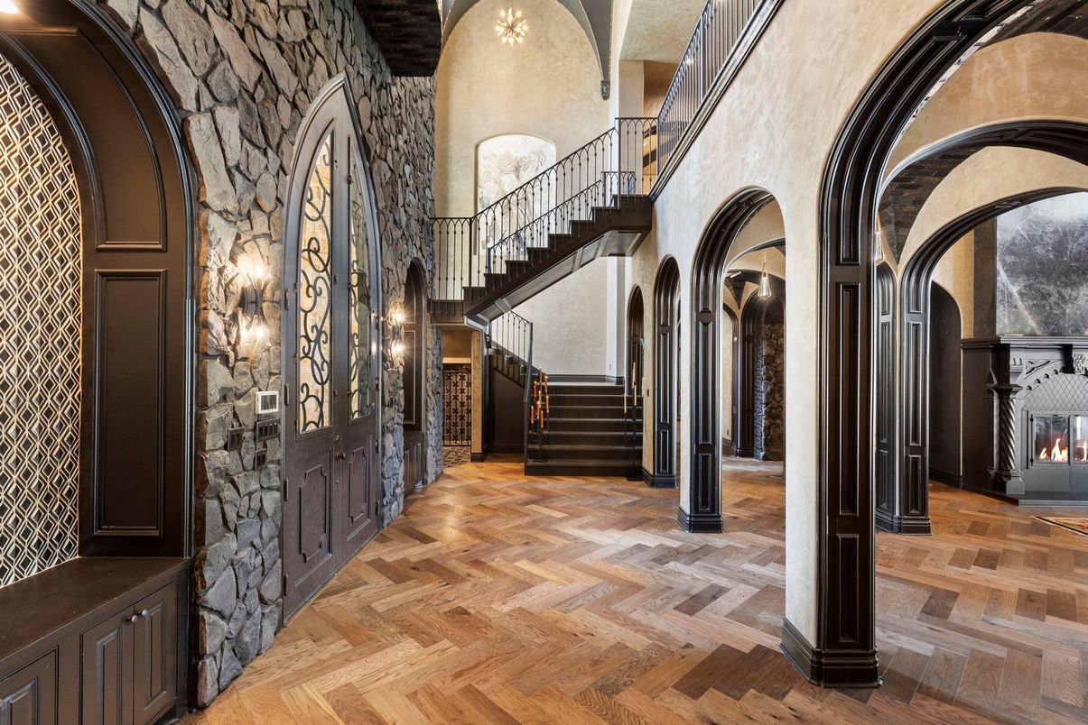 Fireplace, Interior, Wood Texture Flooring