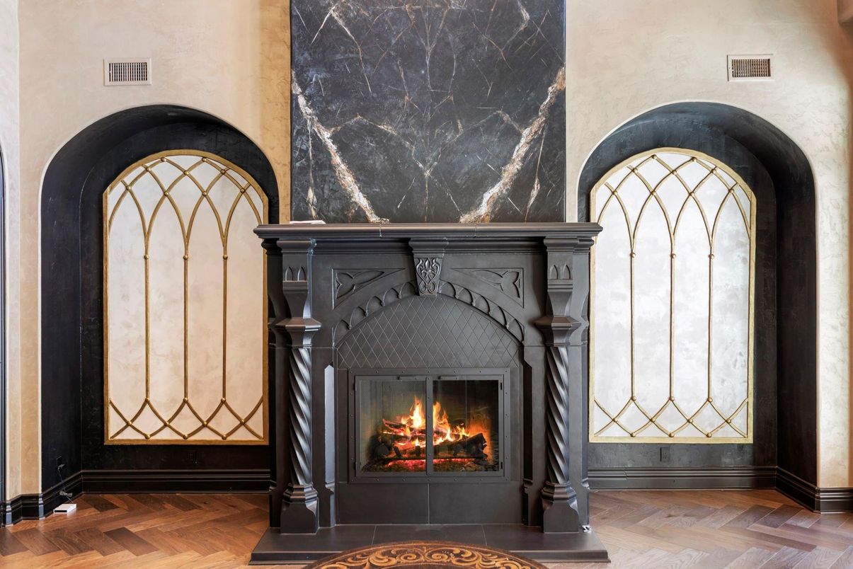 Fireplace, Interior, Wood Texture Flooring