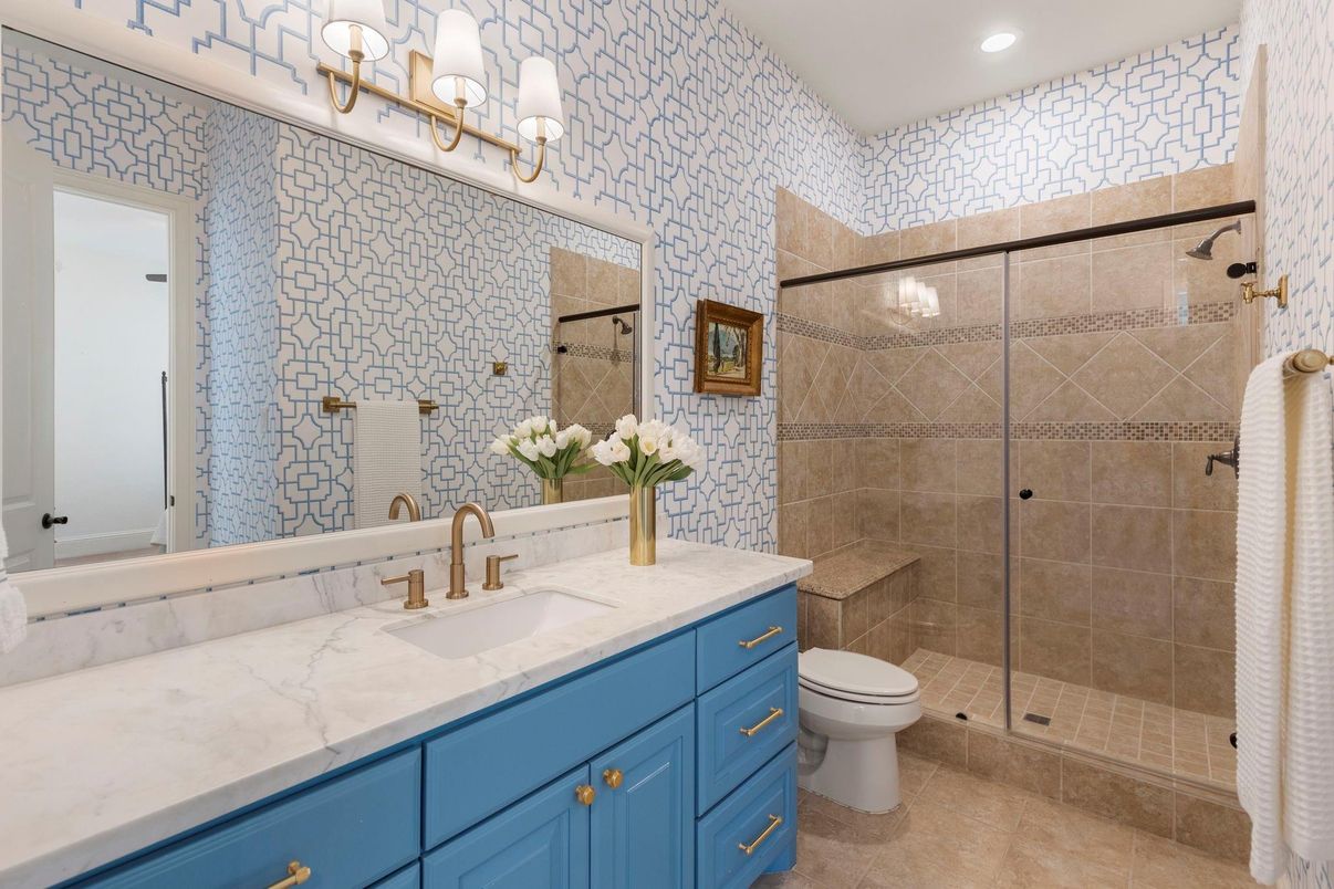 Bathroom, Glass Shower, Interior, Recessed Lighting