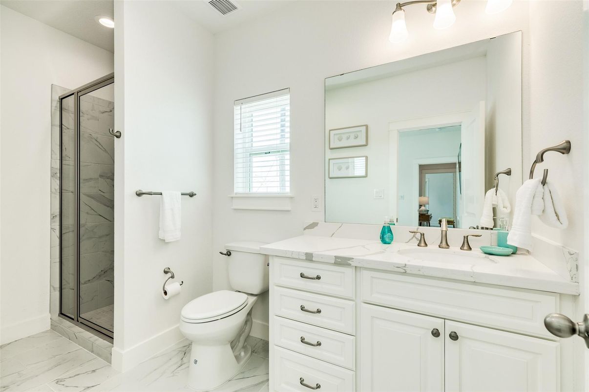 Bathroom, Glass Shower, Interior, Marble, Recessed Lighting