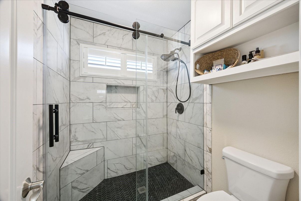 Bathroom, Glass Shower, Interior, Marble Walls