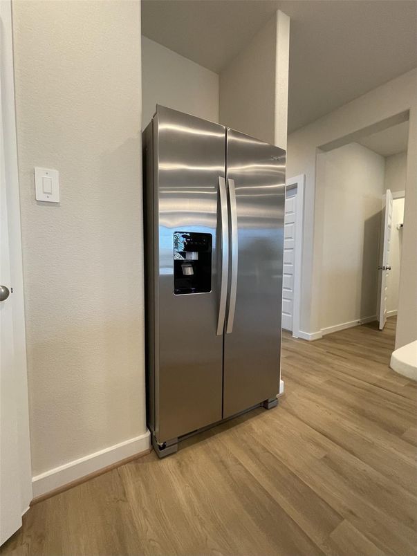 Interior, Kitchen, Stainless Steel Appliances, Wood Texture Flooring