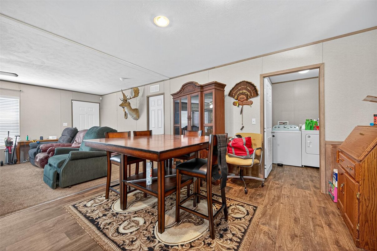 Dining room, Interior, Recessed Lighting, Washer, Wood Texture Flooring