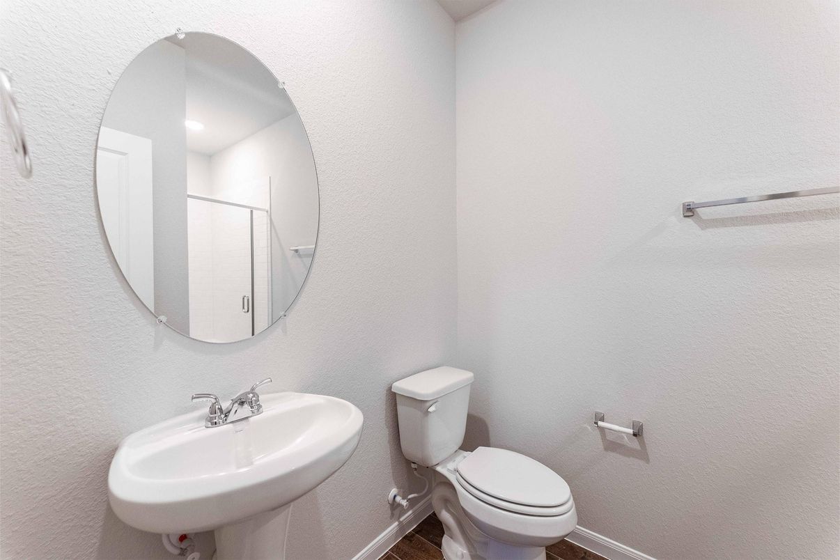 Bathroom, Interior, Recessed Lighting, Wood Texture Flooring