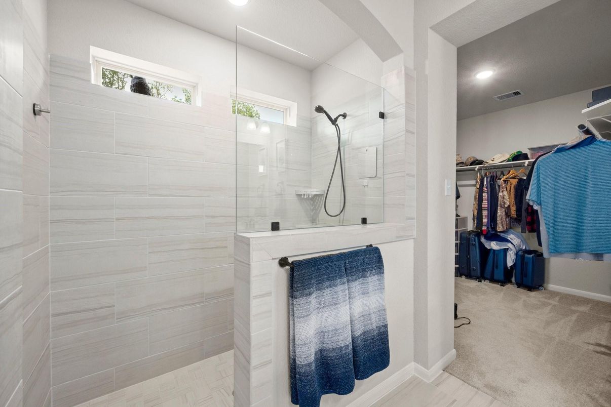 Bathroom, Glass Shower, Interior, Recessed Lighting, Walk-in Closets