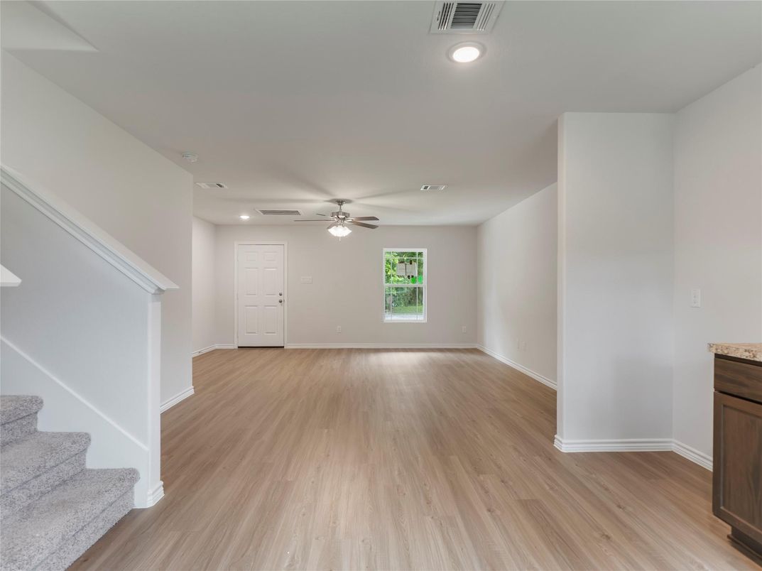 Empty room, Interior, Recessed Lighting, Wood Texture Flooring