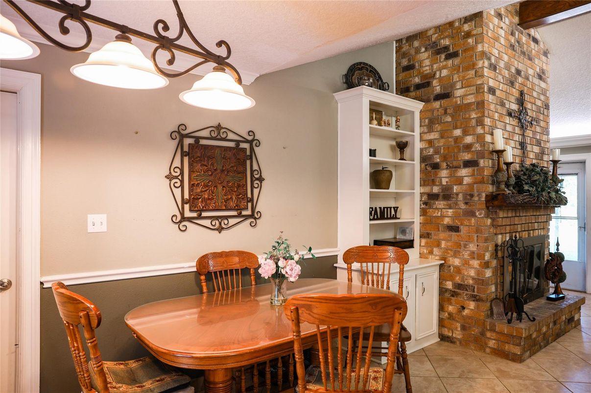 Dining room, Fireplace, Interior, Stone Walls