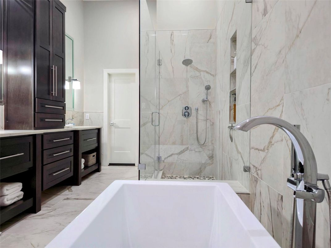 Bathroom, Glass Shower, Interior, Marble, Marble Walls