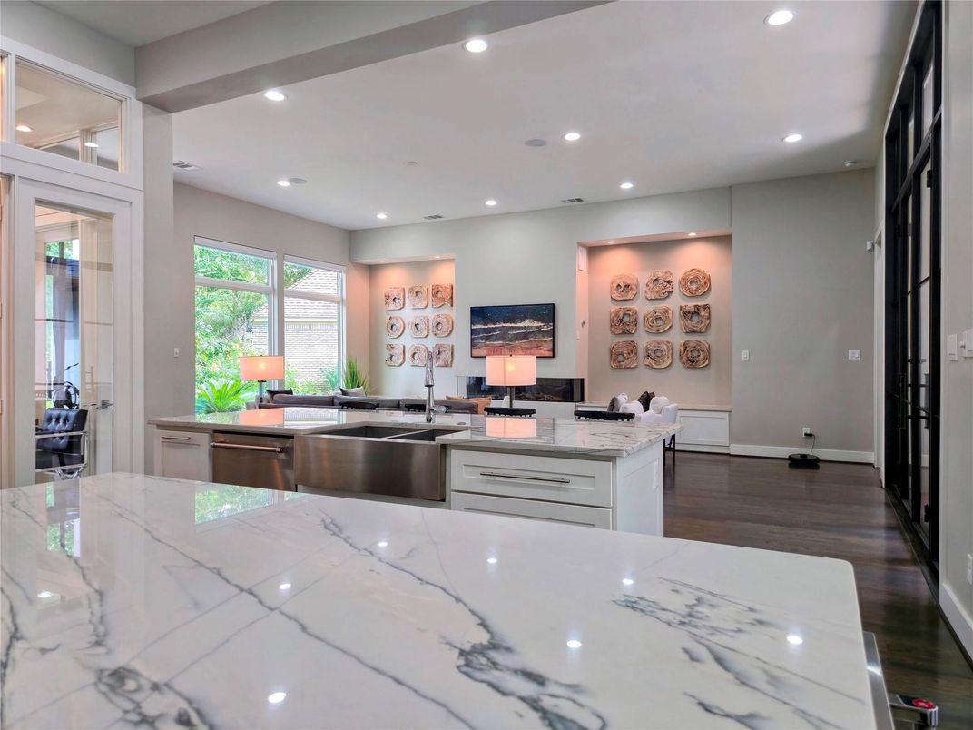 Interior, Kitchen, Recessed Lighting, Wood Texture Flooring