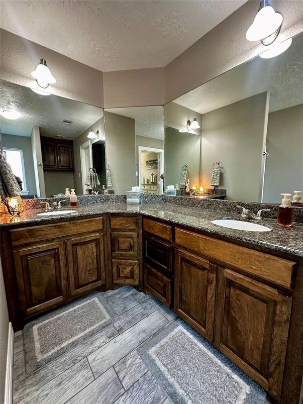 Bathroom, Dual Sink Vanities, Interior, Wood Texture Flooring